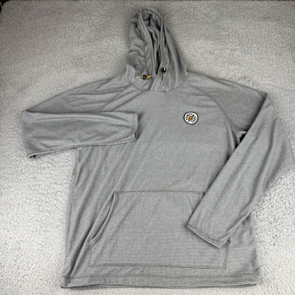 Howler Bros Waffle Knit Hoodie Medium Gray Pullover Kangaroo Pocket Thumbholes
